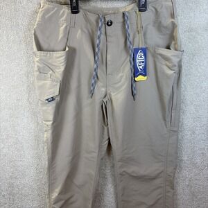 AFTCO Fishing Pants Men's 36x35 Beige GAMMA RAY MP82L Moisture Wicking UPF NEW
